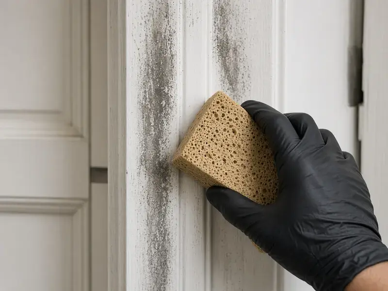 Soot sponge cleaning painted trim in Delta