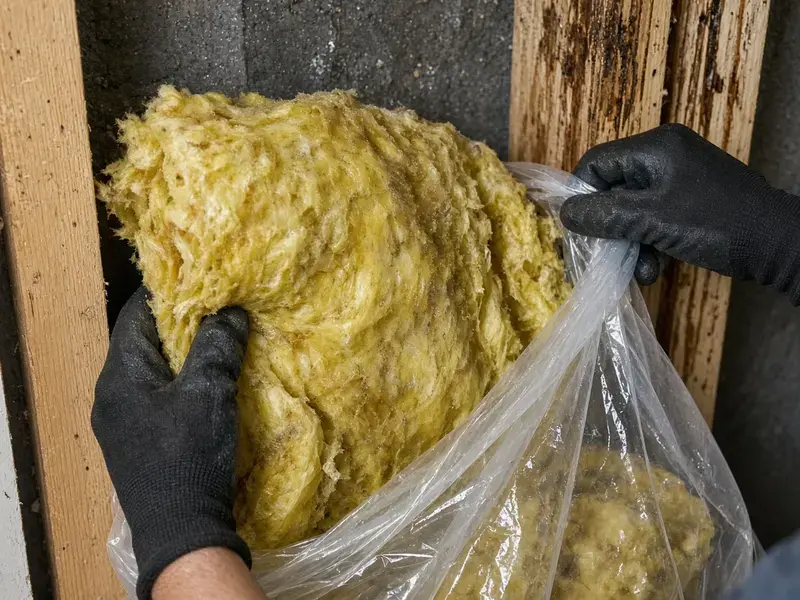 Wet cavity insulation pulled from a Delta wall